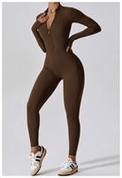 Femmes 2023 Automne Sexy Workout Clothes Long Sleeve Zipper Yoga One Piece Yoga Jumpsuit Tracksuit Sportswear