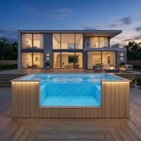 Moderner oberirdischer Container-Tauchpool mit Acrylglasfenster, LED-Beleuchtung und WPC-Holz – Outdoor-Schwimmbecken für Villen in den USA und Australien