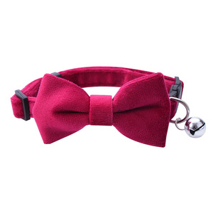 Grosir kucing kerah kain beludru dasi kupu-kupu kucing kerah dengan gesper keamanan - Product Image 3