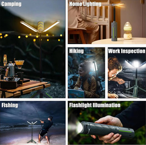 Linterna LED portátil para acampar, soporte telescópico plegable, luz de emergencia magnética impermeable, lámpara para exteriores recargable por USB - Product Image 4