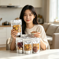 Sachets Doypack Holographiques Personnalisés Durables avec Fenêtre Transparente et Fermeture Zip Refermable pour Emballage de Noix et Snacks, Qualité Alimentaire, Vente en Gros