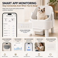 Bac à litière semi-ouvert autonettoyant en PP durable, grande capacité 75L, contrôle par application Tuya, capteur de sécurité, toilette pour chat