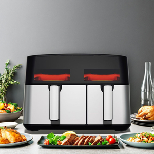 Đôi giỏ Nồi chiên không khí 2024 mới nhà bếp dầu miễn phí 9.5l kỹ thuật số điện kép Nồi chiên không khí với cửa sổ có thể nhìn thấy - Product Image 1