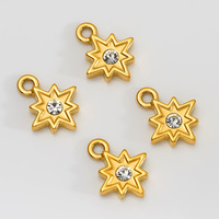 UJBOX Breloques Étoiles Mignonnes en Acier Inoxydable Plaqué Or 18K PVD avec Zircon Incrusté, Composant de Bijoux DIY, Vente en Gros