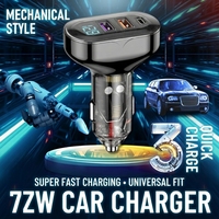 Chargeur de voiture transparent haute puissance 30W PD QC3.0 - Charge rapide pour ordinateur portable, téléphone portable, 3 ports USB-C/USB, charge 3 appareils