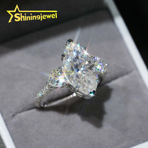 Certificación 5cts Enorme piedra principal Marquise Cut Moissanite 925 Anillos de diamantes para mujeres Pass <span class=keywords><strong>Diamond</strong></span> Tester Anillo de compromiso - Product Image 1