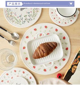 Napperons et sous-verres promotionnels tissés résistants à la chaleur, imprimés en coton de style nordique, pour une table élégante - Product Image 3