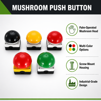 Bouton-poussoir à tête champignon, bouton d'arrêt d'urgence, interrupteur de contrôle d'automatisation industrielle, vente en gros, prix direct usine