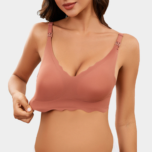 卸売 アイスシルク S <span class=keywords><strong>M</strong></span> L XL シームレス セクシー Vネック ソフト ワイヤレス スリープ ナーシングブラ 快適 マタニティ 授乳ブラ - Product Image 4