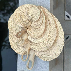 Artisanat chinois traditionnel couleur naturelle <span class=keywords><strong>bambou</strong></span> raphia ventilateur été main feuille de palmier paille rotin tissé ventilateurs - Product Image 6