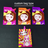 Pochette à bec verseur personnalisée pour rouge à lèvres, emballage cosmétique, sac en plastique à bec verseur avec brosse, refermable, fabrication en usine