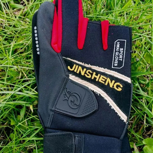 Gants de pêche Jinsheng noirs et rouges, trois doigts, synthétiques, unisexes, avec motif nid d'abeille, pour le printemps et l'automne - Product Image 2