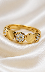 Bague en argent sterling 925 plaqué or avec grappe florale et zircon cubique, bague géométrique moderne de luxe pour femmes, faite à la main - Product Image 6