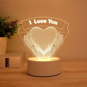 Je t'aime 3D LED capteur tactile veilleuse coeur Design Style moderne petite batterie 3AA Type C fil puissance saint valentin cadeau - Product Image 1