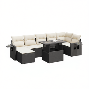 8 Piece Black Pe <b>Rattan</b> Modular Garden <b>Sofa</b> Set With Storage Outdoor Furniture - Product Image 1