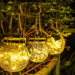 Outdoor Pendurado LED Mason <span class=keywords><strong>Jar</strong></span> Luz Crack Garrafa De Vidro lâmpada Lanterna <span class=keywords><strong>Solar</strong></span> Luz - Product Image 4