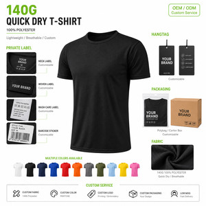 Custom Logo T-<b>shirt</b> 100% Polyester Quick Dry 140g Lightweight Sports Gym Tee Private Label Corporate Team Uniform Wholesale OEM - Product Image 5