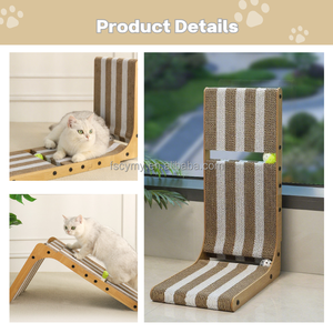 Ekstra yüksek kedi Scratcher L şekli çizgili karton kedi tırmalamak kurulu sonrası topu ile - Product Image 2