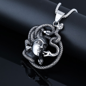 Ciondolo Serpente in Acciaio Pendenti Egiziani in Acciaio Inossidabile Antica Medusa Greca Ciondolo Serpente Vintage per Uomo e Donna - Product Image 4