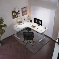 Yazhi Bureau Intelligent Moderne Bois Réglable en Hauteur Ergonomique Forme L Électrique pour Bureau