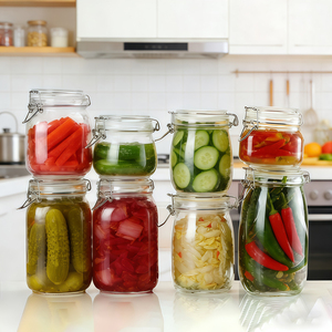 Pot en verre borosilicate hermétique personnalisable avec couvercle à clip en acier inoxydable <span class=keywords><strong>pour</strong></span> la conservation des aliments, capacités de 500 ml à 3000 ml - Product Image 5