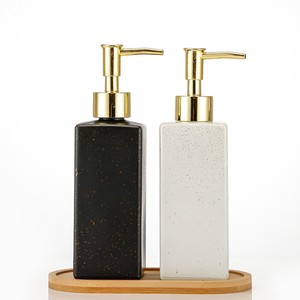 Bộ chai xịt, chai đựng xà phòng, dầu gội, sữa tắm, nước rửa tay, nước giặt dạng nhấn, hình vuông, kiểu châu Âu, không chứa dung dịch, có nắp đậy - Product Image 6