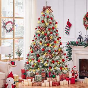 Sapin de Noël Artificiel Articulé de 180 cm, en Pin Floqué, avec Support Métallique Robuste, pour Intérieur et Extérieur, 6FT - Product Image 4