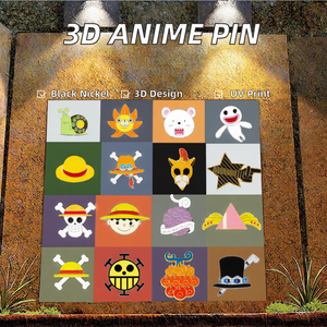 도매 3D 청동 원피스 브로치 일본 만화 애니메이션 캐릭터 루피 밀짚 모자 해적 예술 테마 금속 중국 새해 - Product Image 3
