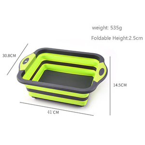 Planche à découper pliable multifonction cuisine Camping bloc panier de lavage pliable avec bouchon de vidange - Product Image 3