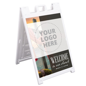 White/<b>Black</b> ABS Eco-Friendly Waterproof Folding Custom Sandwich <b>Board</b> A-Frame Advertising Sign 60x90cm - Product Image 3