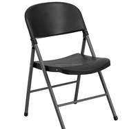 Chaise pliante moderne en plastique, capacité 330 lb, avec structure anthracite, noir/blanc, pour repas en plein air, parcs, cours, événements de mariage