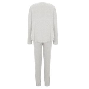 Hongbo Customised <strong>Thermal</strong> Front Logo Women's Winter Pajamas Soft &amp; Cozy Elegant O-Neck Long Sleeves Sleepwear - Product Image 5
