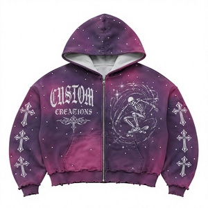 Sudadera con Capucha y Cremallera Estilo Gótico Personalizada para Hombre, Corte Regular, 100% Algodón Felpa, Transpirable, Informal de Invierno - Product Image 1