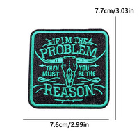 Patch en tissu brodé fluorescent style Western Cowboy, lettrage punk, tête de taureau rose colorée, en stock, transfrontalier