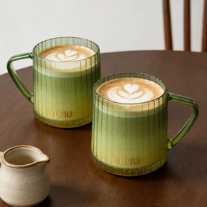 彩色定制徽标竖条纹<span class=keywords><strong>2026</strong></span>年新品咖啡杯玻璃杯下午茶浓缩咖啡拿铁玻璃杯带手柄 - Product Image 5