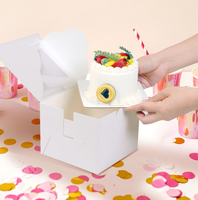 Mini boîtes à gâteaux magnétiques portables écologiques réutilisables pour fenêtre, 6x6x5 pouces, emballage blanc pour pâtisseries et chocolats