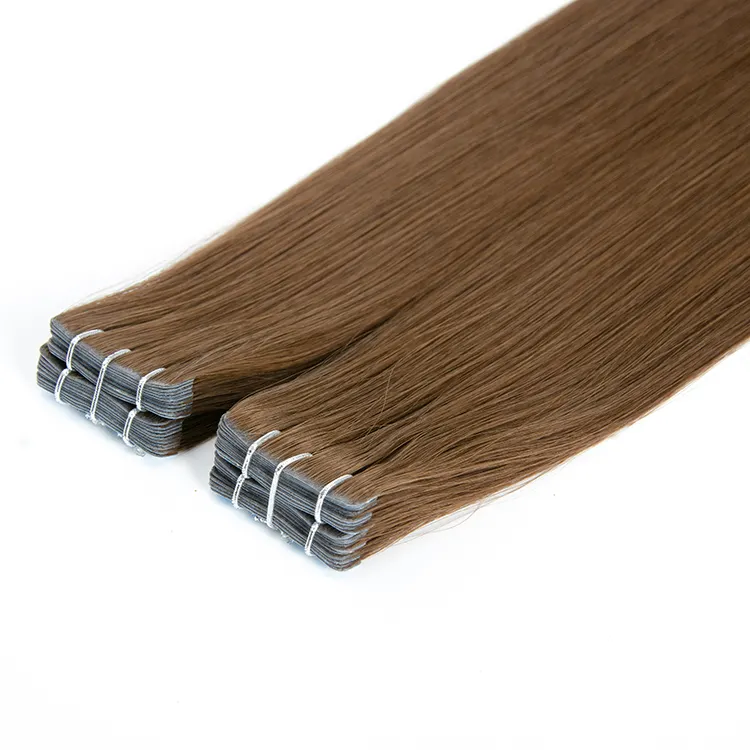 Hot sales 100% human hair mink Brazilian hair bundle medium brown color invisible tape weft