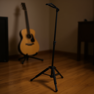 Soporte de guitarra trípode plegable de altura ajustable, de 35.4-47.2 pulgadas, de acero con recubrimiento en polvo, para guitarra acústica y eléctrica. - Product Image 2