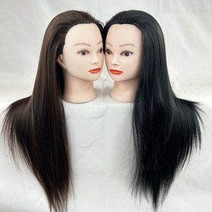 Tête de mannequin féminine pour la formation en cosmétologie, 24-26 pouces, cheveux synthétiques non remy, style droit, réaliste, pour le tressage, la teinture, la permanente - Product Image 2