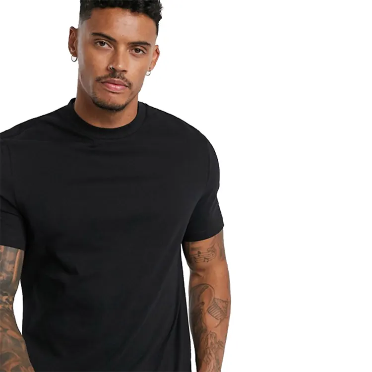 고품질 OEM 사용자 정의 로고 남성 반팔 Tshirt 저렴한 캐주얼 블랙 티셔츠