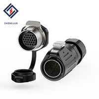 Connecteur d'alimentation circulaire étanche IP68 en alliage de cuivre avec boîtier PBT LP24 250V-500V, fiche aviation 2/3/4/10/12/19/24 broches