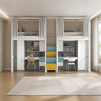 Lit superposé en métal avec escalier et table intégrée pour dortoir scolaire, mobilier d'hôtel, design contemporain et tendance, vente en gros