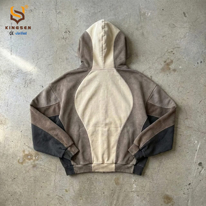 เสื้อฮู้ดดี้ผ้าฝ้ายเฟรนช์เทอร์รี่แบบสบายๆ สีสันเรโทร แต่งซิป แบรนด์ผู้ผลิตตามสั่ง สไตล์สตรีทหลวมๆ ปักลาย - Product Image 3