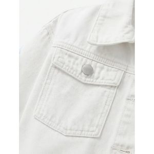 Veste en jean pour fille FOXA, boutonnée, manches longues, blanche, style streetwear - Product Image 5