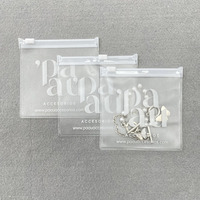 Emballage de bijoux en plastique PVC miniature personnalisé, boucles d'oreilles, bracelet, petit sac à fermeture éclair givré, sac à fermeture éclair pour bijoux avec logo