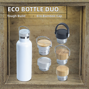 Botella de agua deportiva de aluminio ecológica con tapa de bambú sostenible Vasos promocionales con construcción de acero inoxidable - Product Image 2