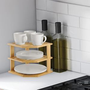<b>Bamboo</b> 3 Tier Storage Rack For Kitchen Food Organizing Eco Friendly Standing Type Rectangle Shape - Product Image 5