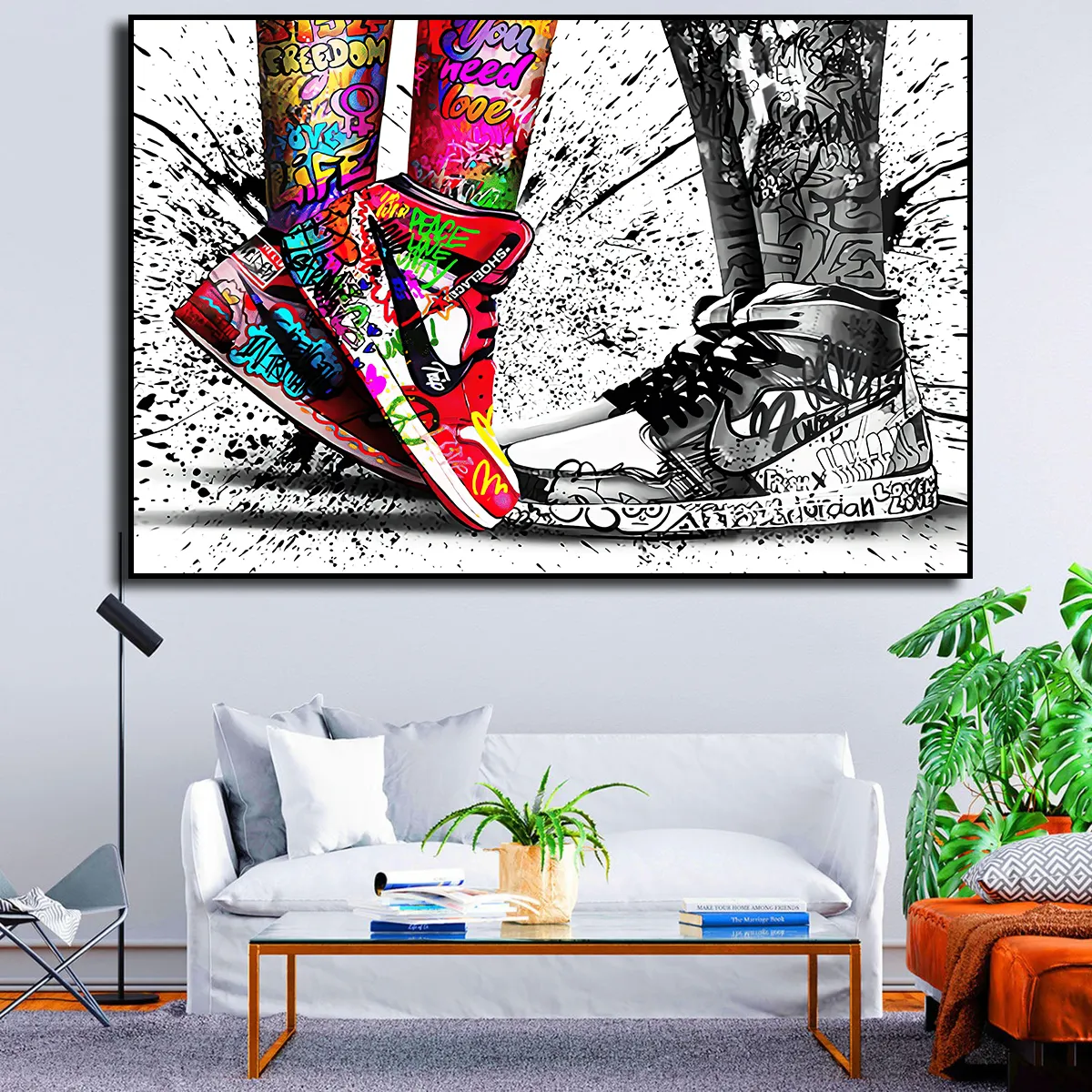 Graffiti Air Jordan Print Canvas Painting Decor Picture for Office Nike Shoes Air Jordan Canvas Poster Living Room Home Decor