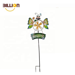 Jardin en métal animal 4 conceptions assorties Avec <span class=keywords><strong>moulin</strong></span> à vent fleur au milieu - Product Image 1