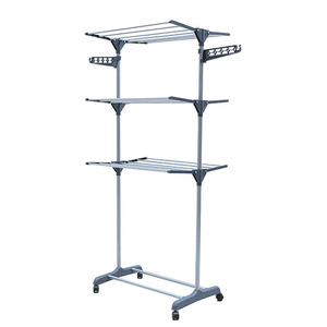 Đa chức năng tầng đứng 3 Tier khăn giá có thể gập lại ban công giặt móc quần áo khô giá - Product Image 2